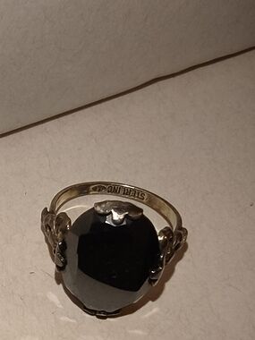 Mid-Century Uncas Sterling & Faceted "French Jet" Statement Ring